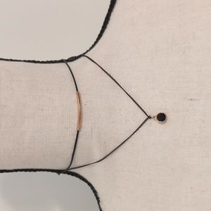 Layered Black stone and Gold Short necklace Chocker